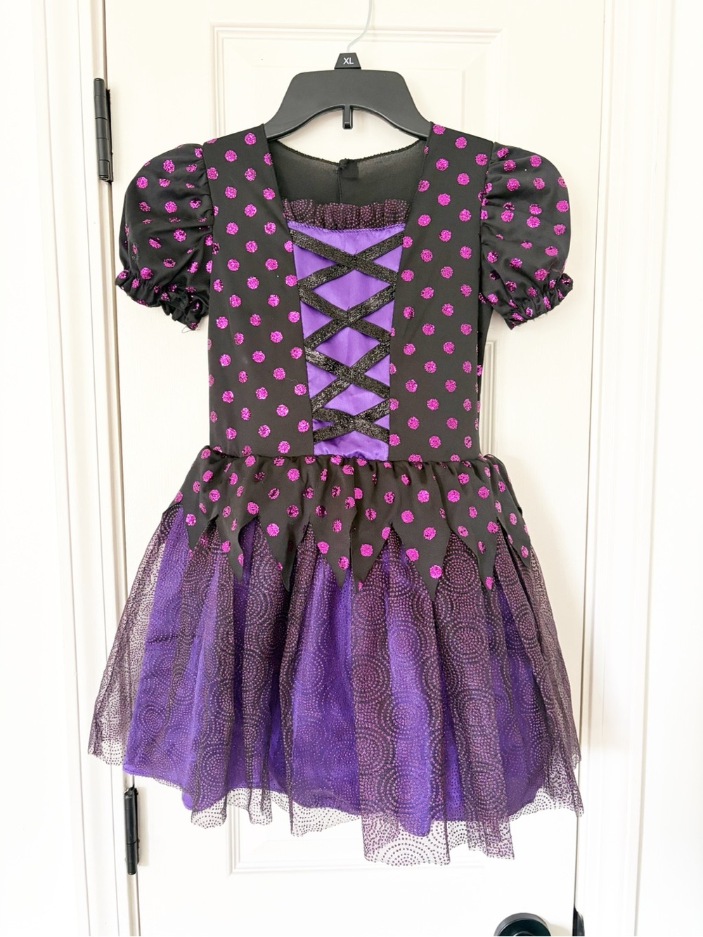 Small 4-6 • Black and Purple Girls' Sparkle Witch Costume Dress